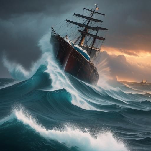 Majestic Ship Sets Sail in Stormy Weather
