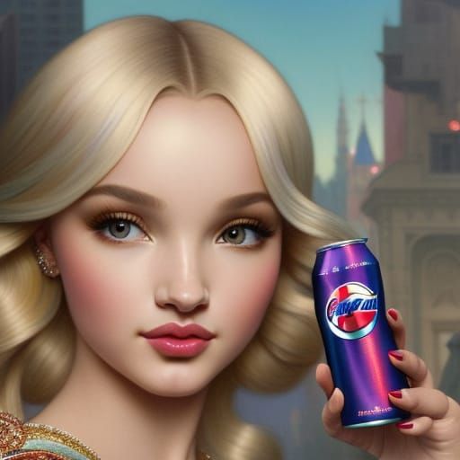 Dove Cameron as Colorful Digital Art Nouveau Illustration