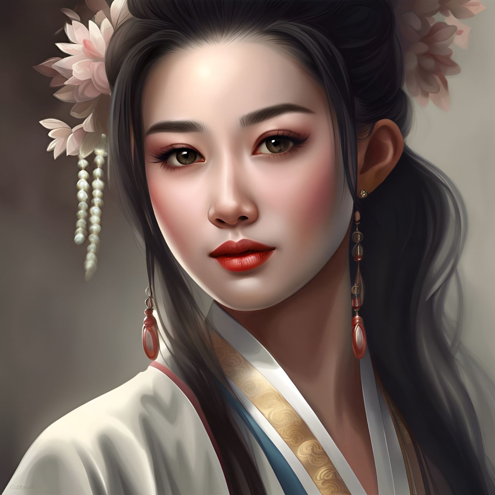 Realistic Portrait of a Beautiful Chinese Woman