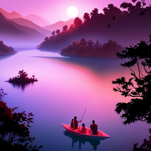 Fewa Lake Couple: Fantastical Matte Painting