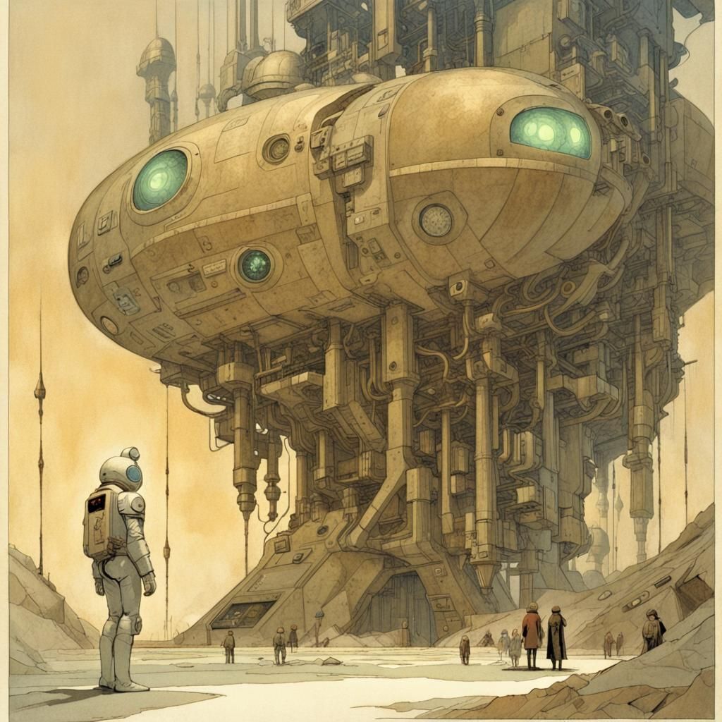 Epic Retro Futurism Concept Art with Quantum Gear