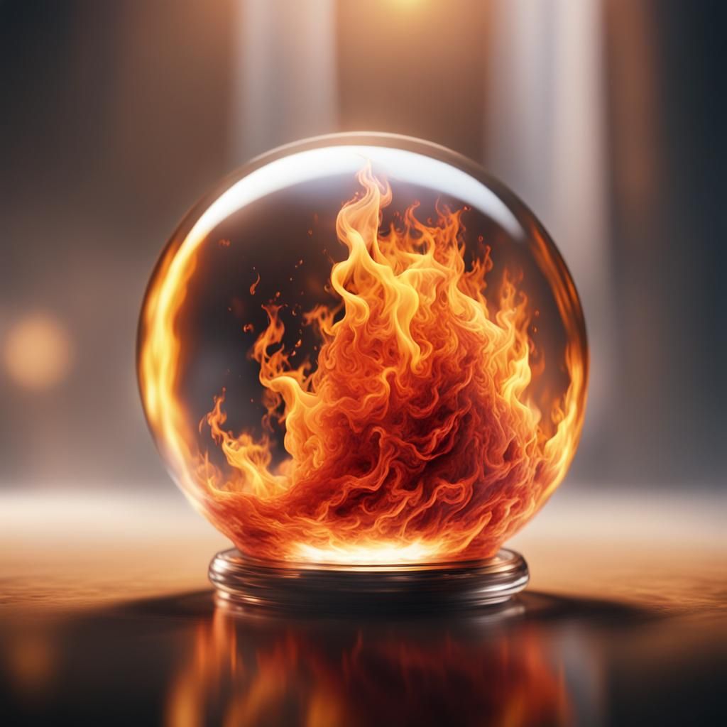 Vivid Fireball in Glass Orb: Digital Matte Painting