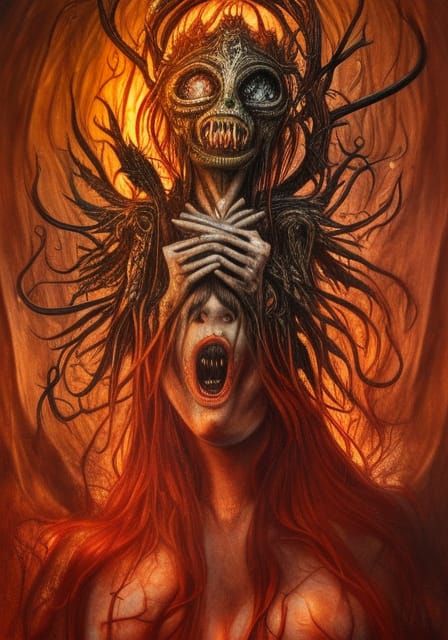 Demoness Witch Portrait in Dark Fantasy Style