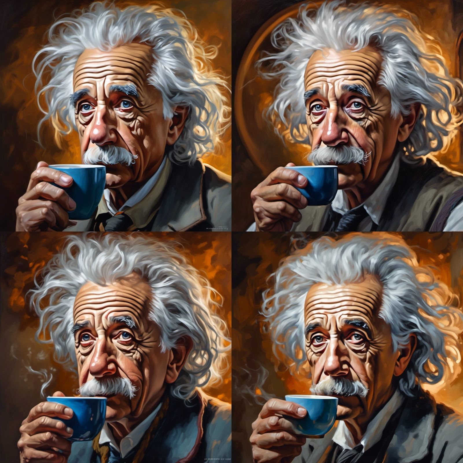 Einstein Deep in Thought: A Photorealistic Oil Painting
