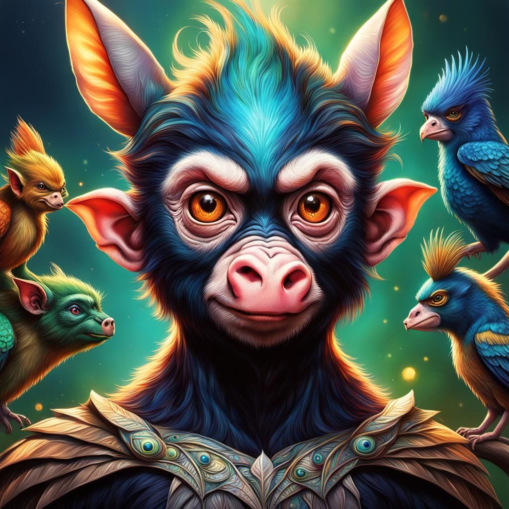 Hyperrealistic Chimera of Animals and Elf