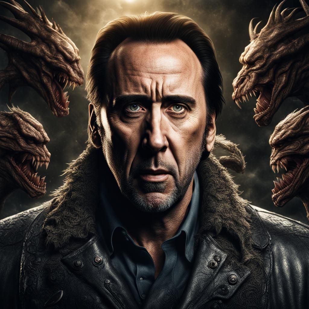 Nicolas Cage as a Hyperrealistic Monster Portrait