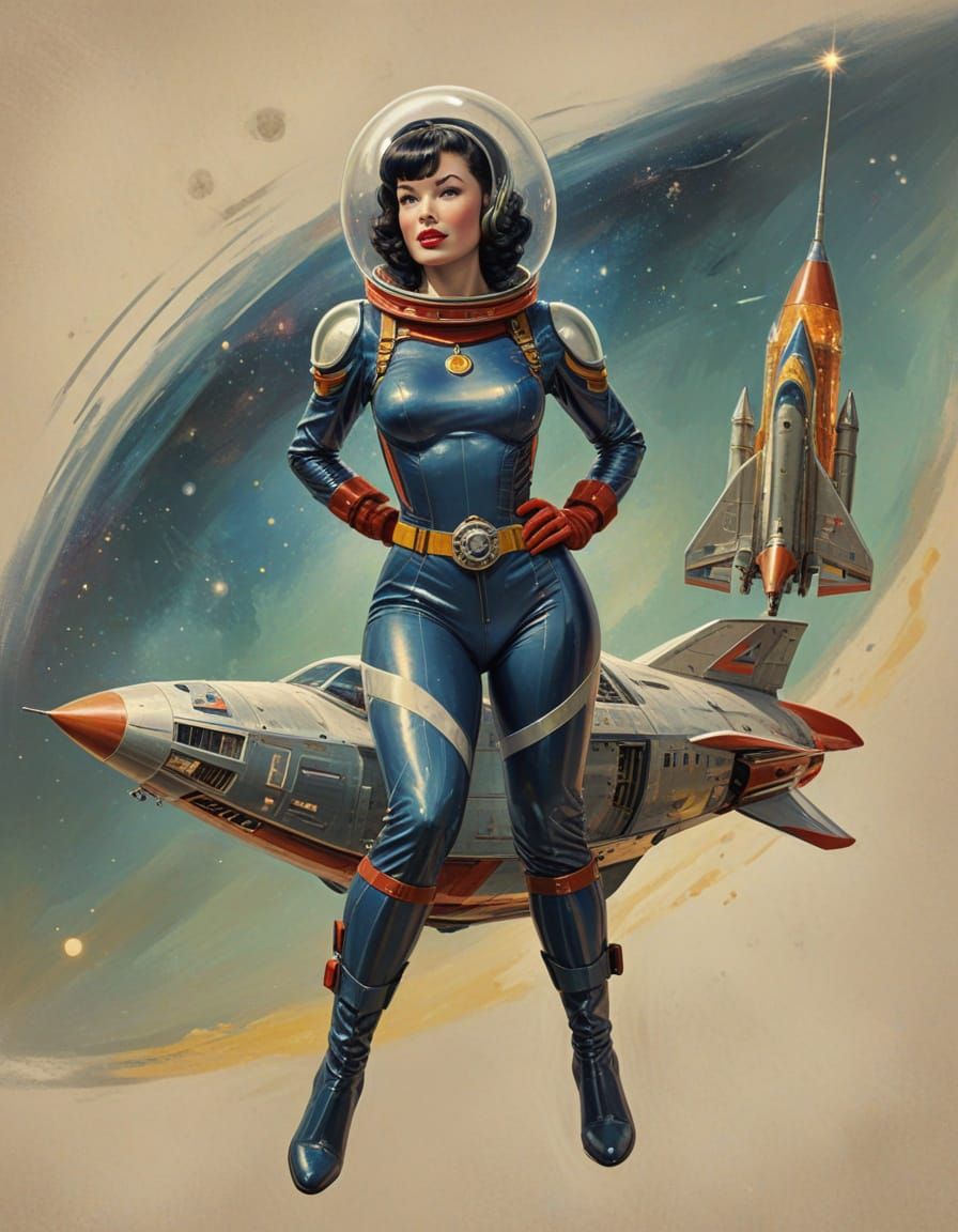 Retro Sci-Fi Pinup in Atompunk Style