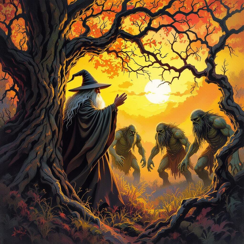 Gandalf and the Trolls: A Surreal Sunrise