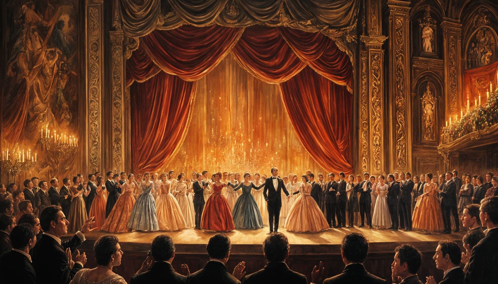 The Final Curtains of La Traviata in a Renaissance Oil Paint...