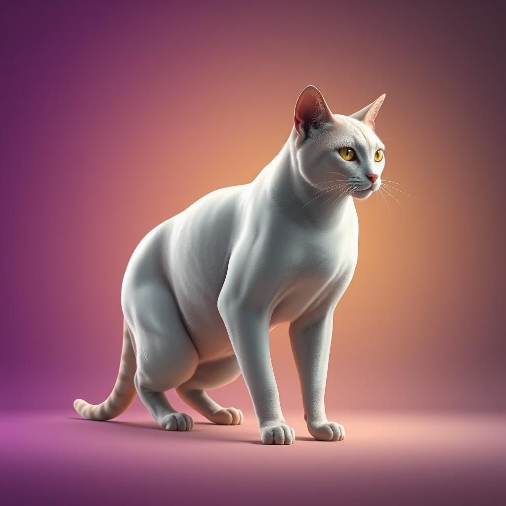 Modern Cat Illustration in Art Nouveau Style