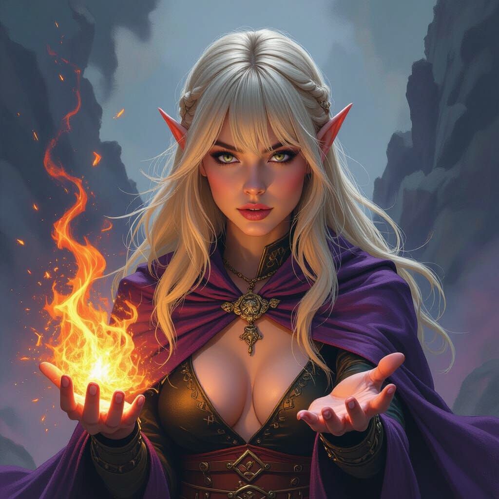 Elf Wizard Bust Portrait in D&D Style