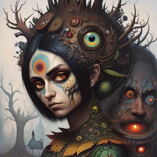 Pop Surrealism Painting of Two Figures