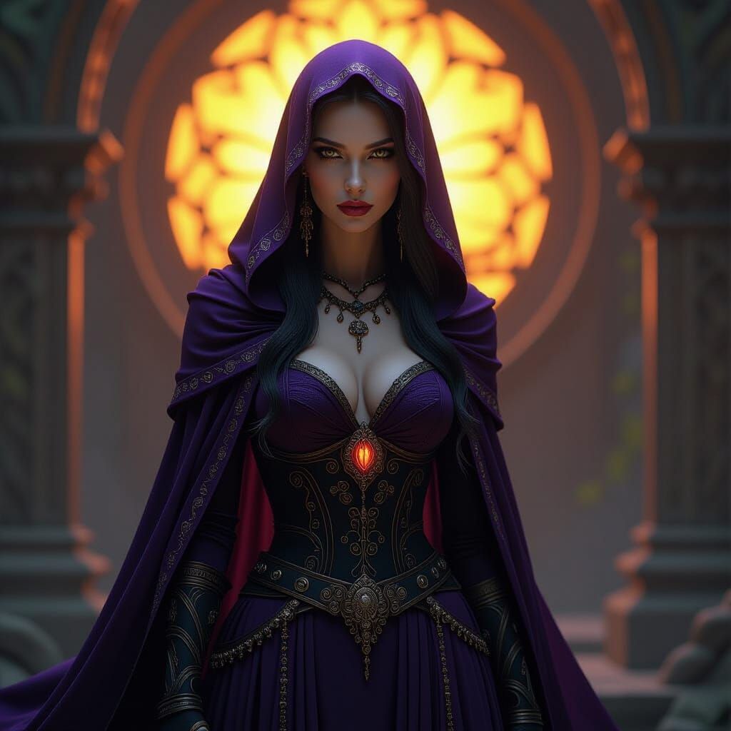 Mystic Lilith in a Haunting Realm, Detailed Digital Art