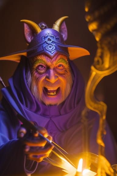Goblin Wizard Casting Spell in Hyperdetailed Comic Art