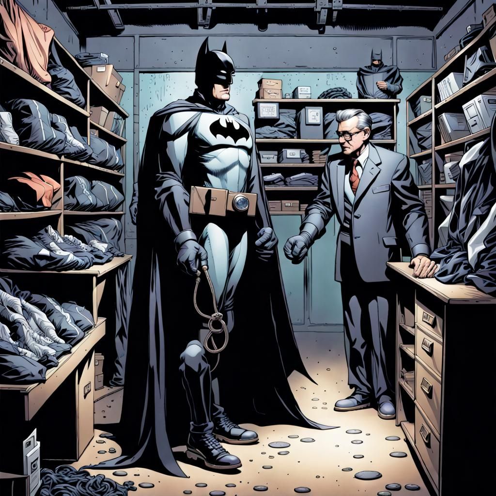 Robot Alfred Organizes Batman Costumes: Comic Book Art
