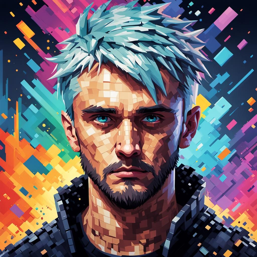 Pixelated Draco in Hyperrealistic Splash Art