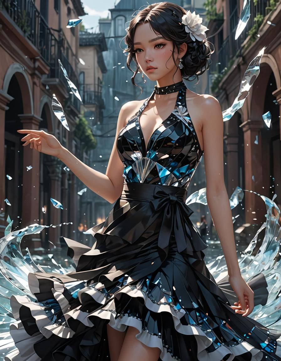 Flamenco Dancer in Flowing Dress: 3D Anime Art