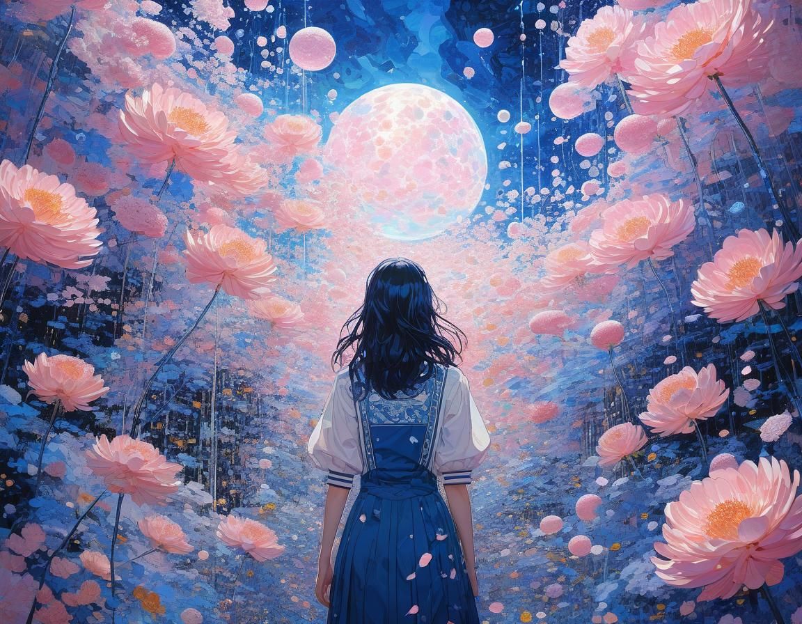 Ethereal Abstract Art with Luminous Floral Elements