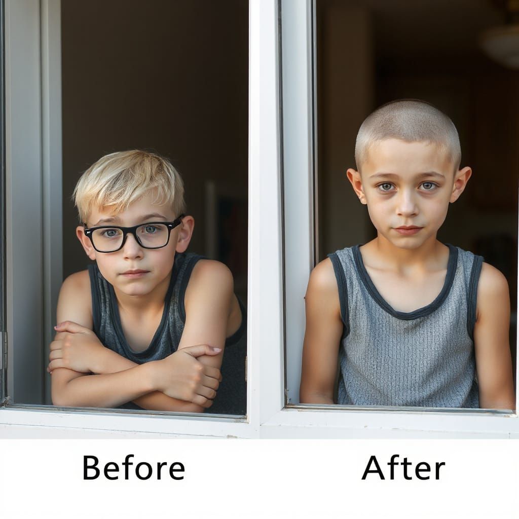 Before and After Transformation of a Young Hasidic Boy