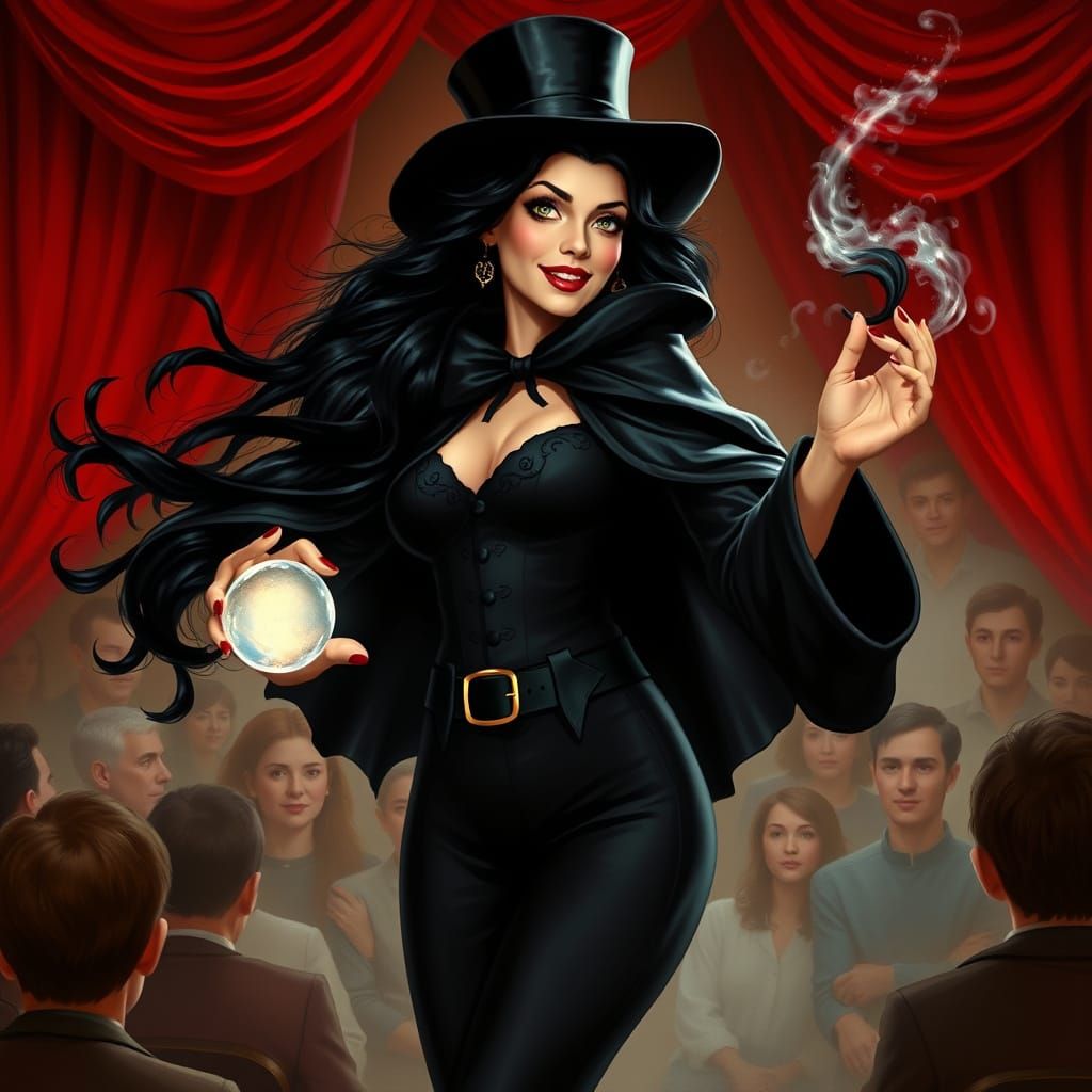 Magician with Crystal Ball in Dramatic Lighting
