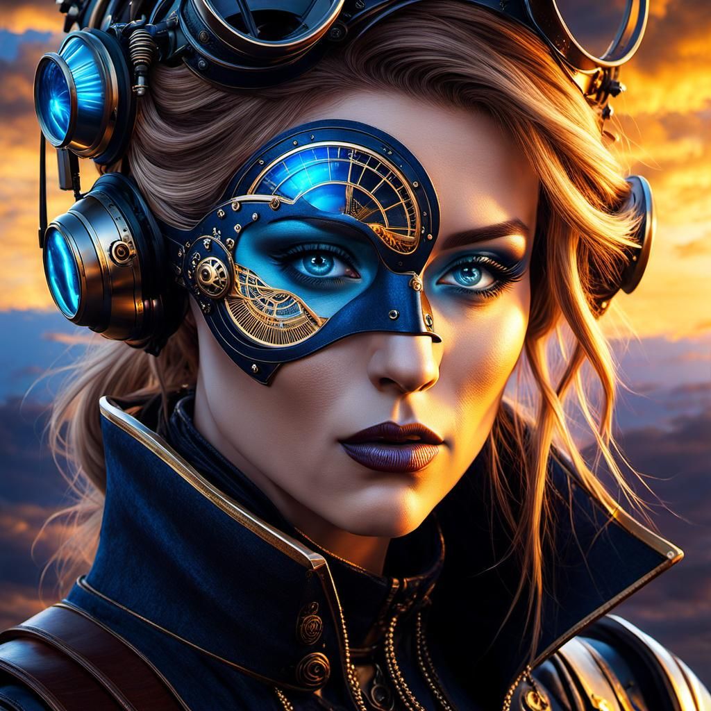 Steampunk Girl with High-Tech Skin Details
