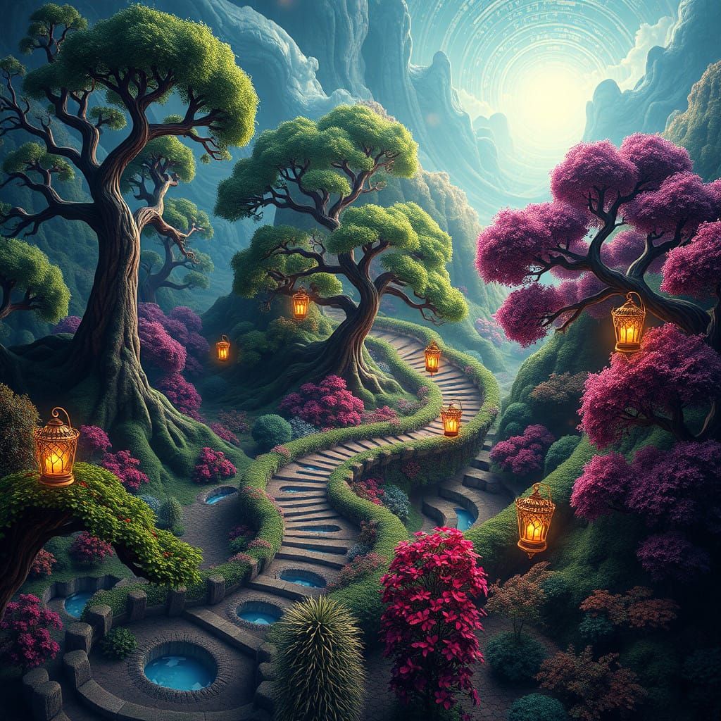 Mystical Mandelbrot Garden Maze