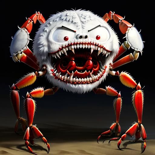Grim Humanoid Crab Creature in Surreal Japanese Style