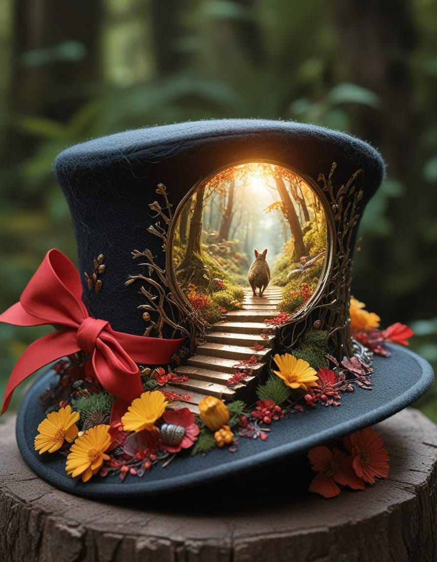 Squirrels Discover Whimsical World Within Enchanted Top Hat