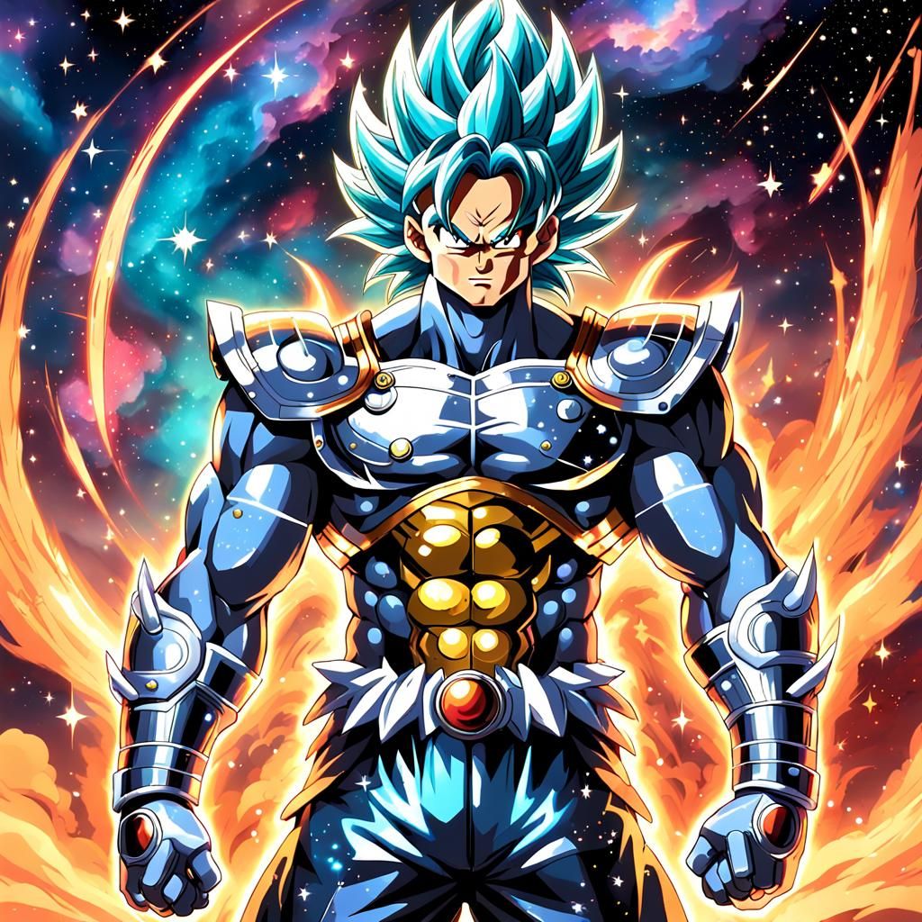 Legendary Super Saiyan Flies Through Nebula: 80s Anime Style