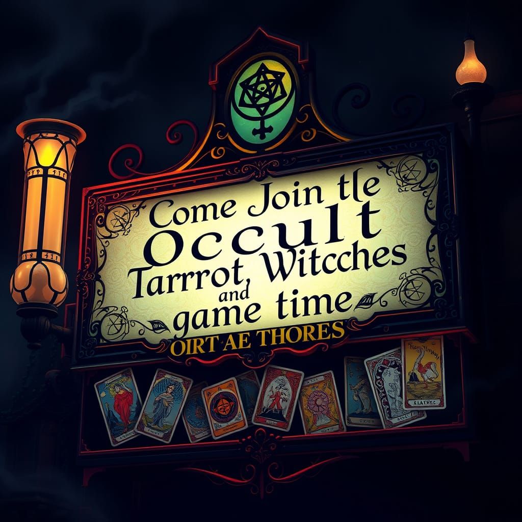 Mysterious Illuminated Sign in Art Nouveau Style