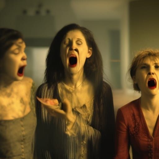 Frightening Vampire Hags Feast Under Moonlight