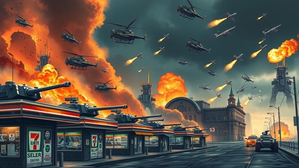 Battle Scars on Cumberland Avenue: Tanks and Artillery Face....