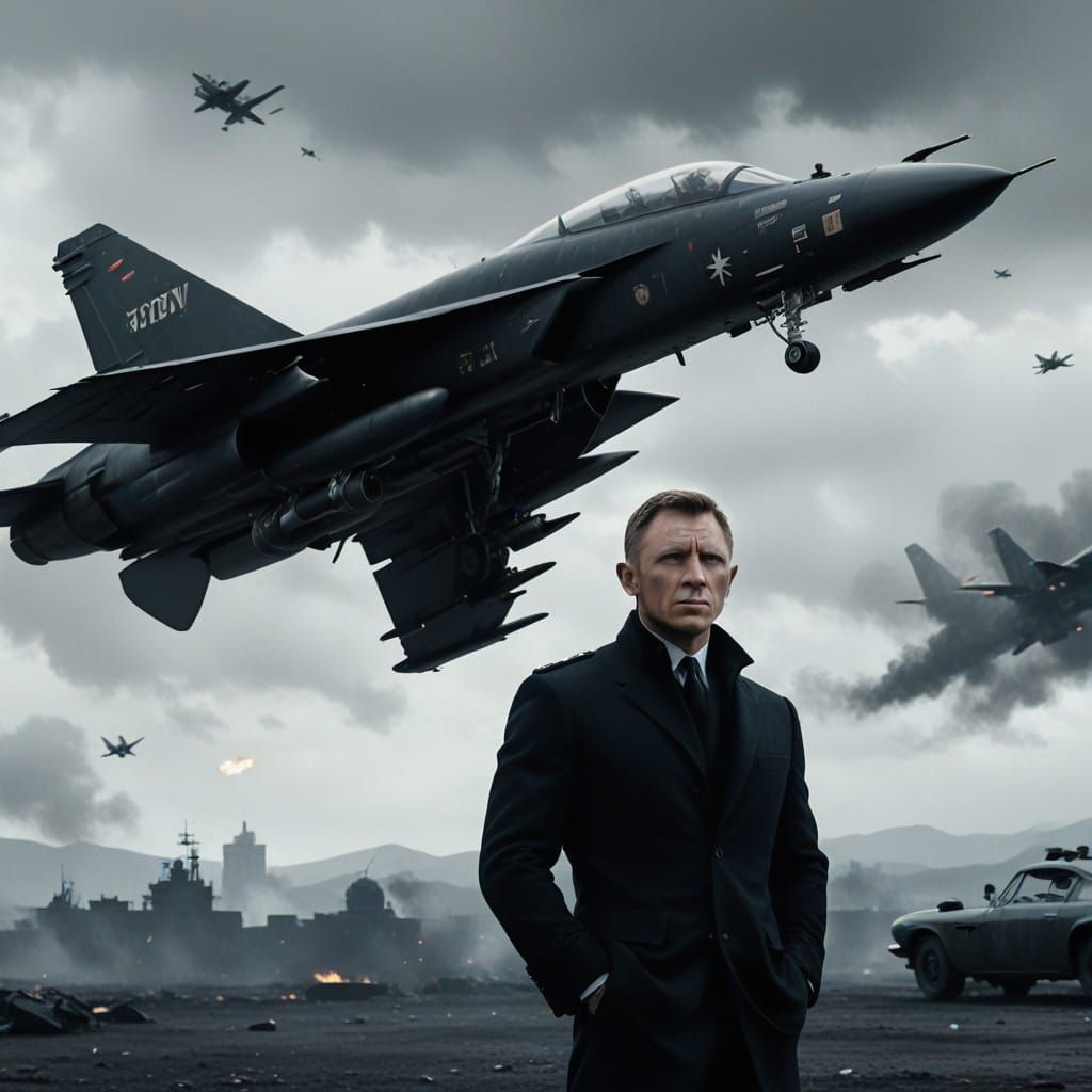 Epic James Bond Scene with Soviet Fighter Jet in 1960s Cinem...