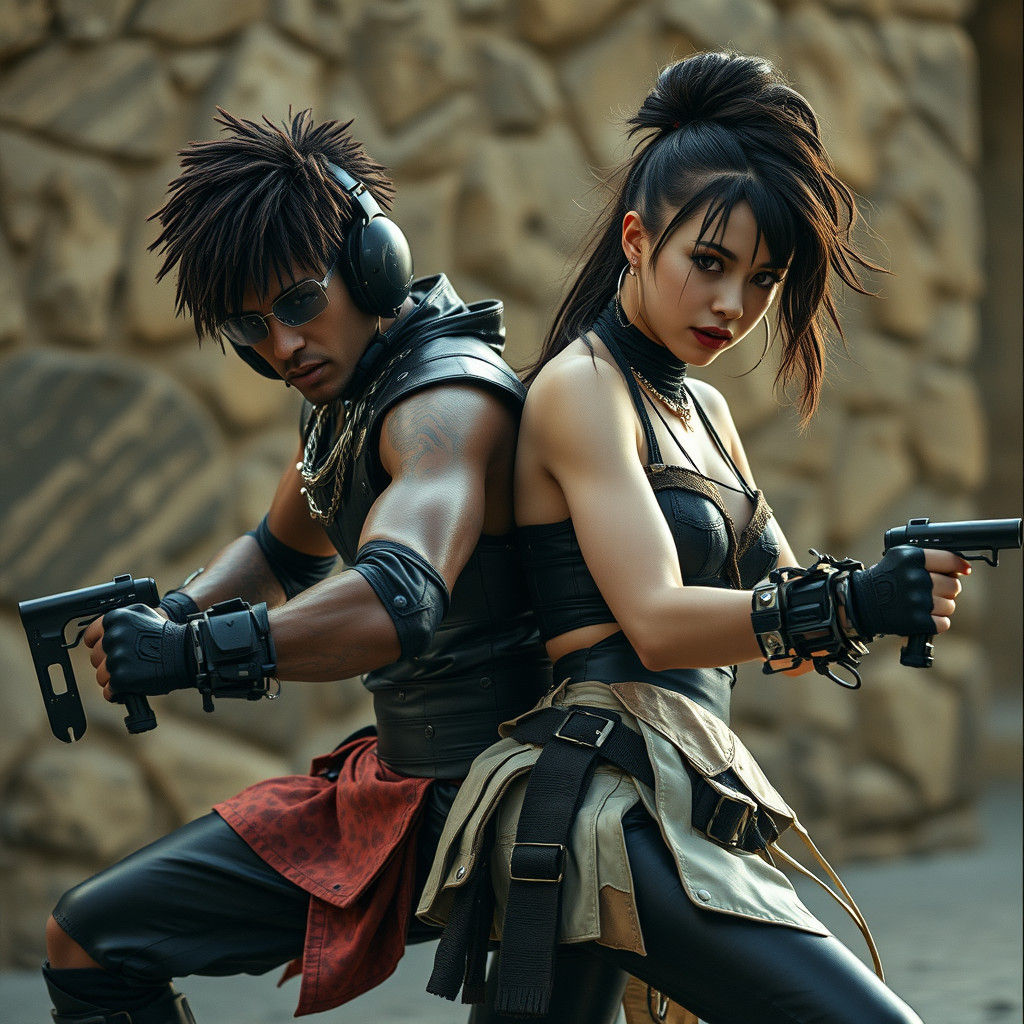 Futurepunk Renaissance Characters in Parkour Poses