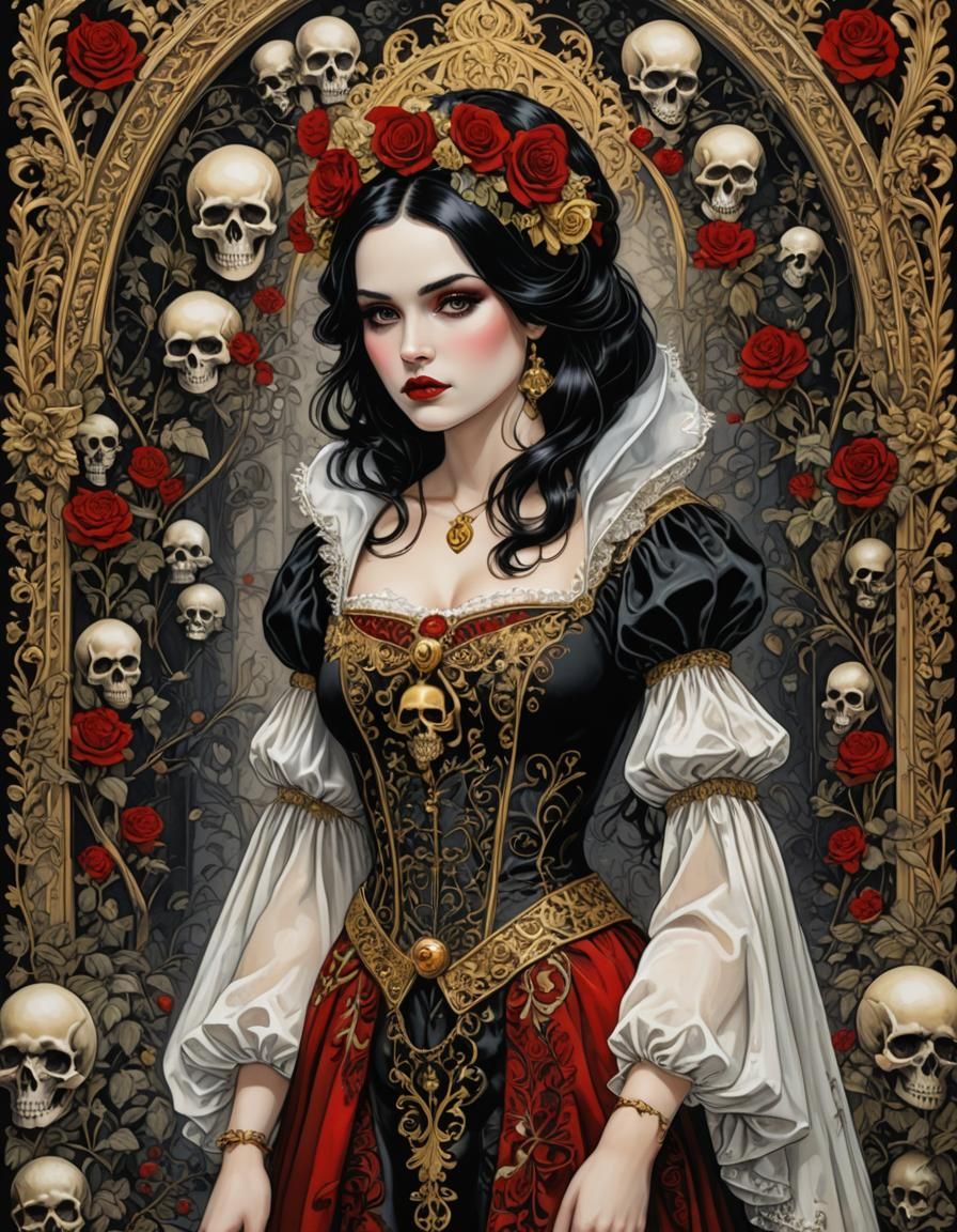 Emo Gothic Snow White Portrait in Manara Style
