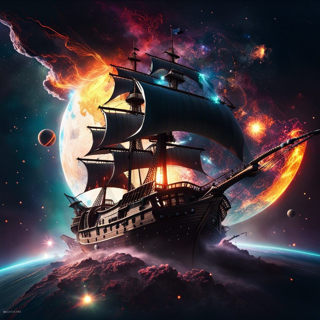 Pirate Ship Sails Through Space, Planet Exploding