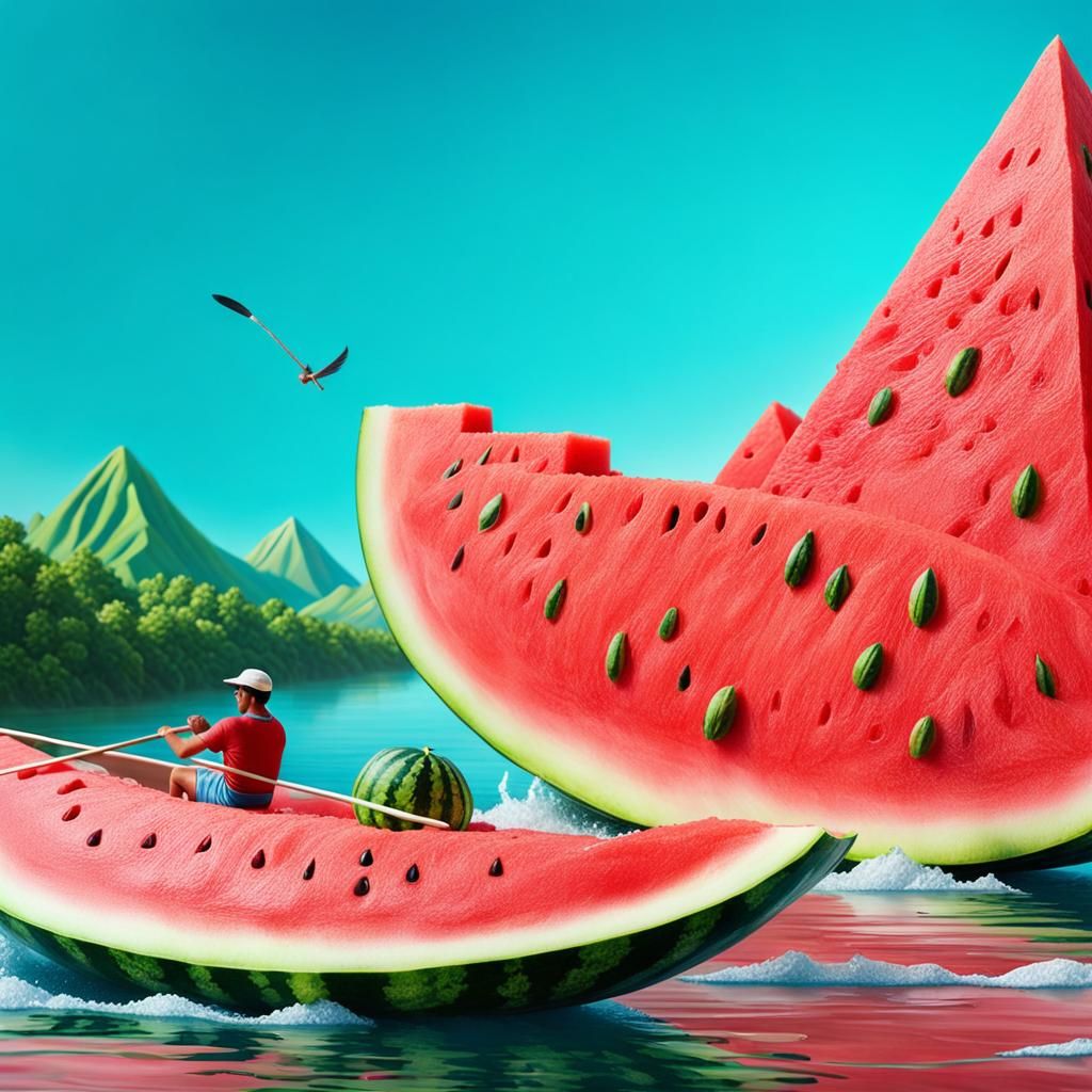A Realistic Watermelon Wonderland in Movie Lighting