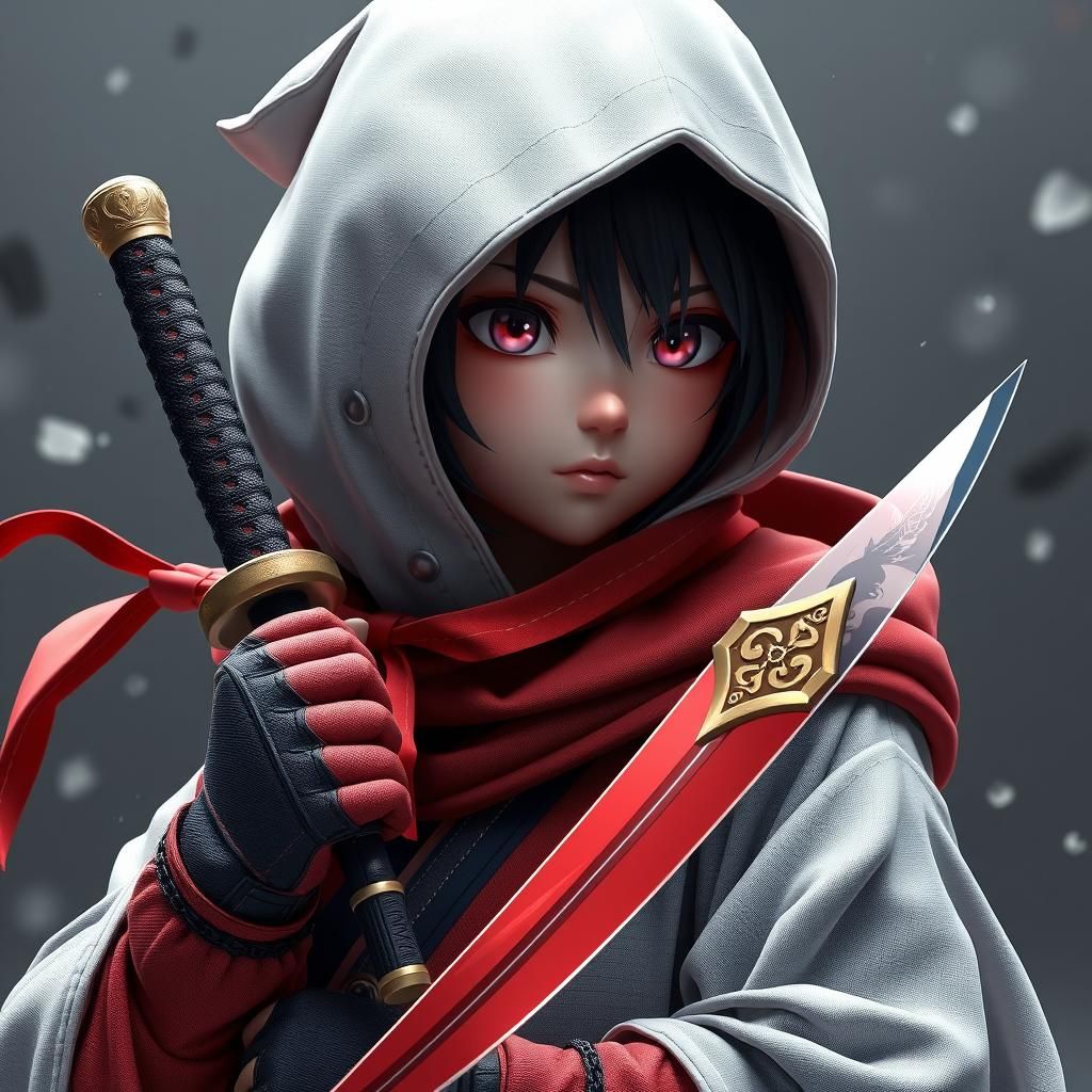 Anime Ninja Girl with Kunai in 3D Concept Art