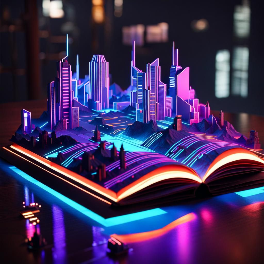 Origami Cyberpunk City Pop-Up Book