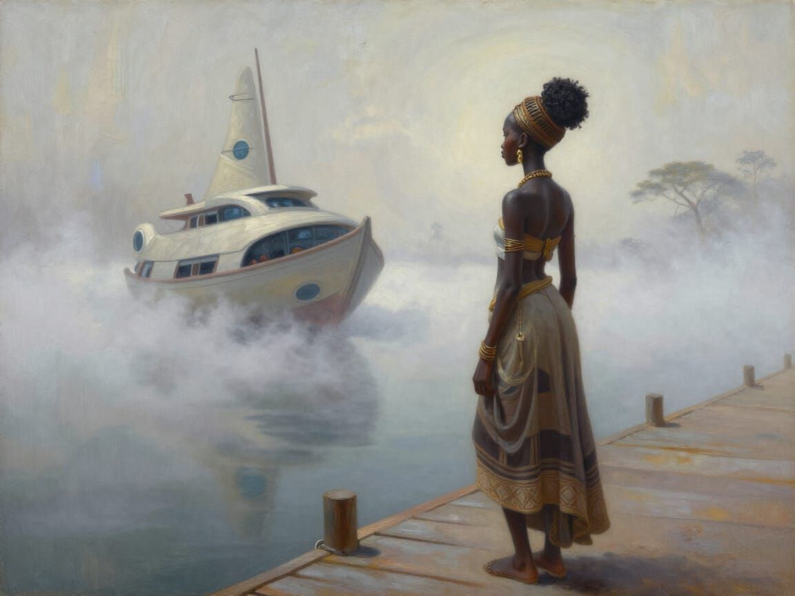 East African Princess on Pier Sees Afrofuturistic Boat