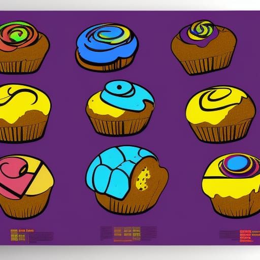 Muffins and Candy in Pop Art Screen Print