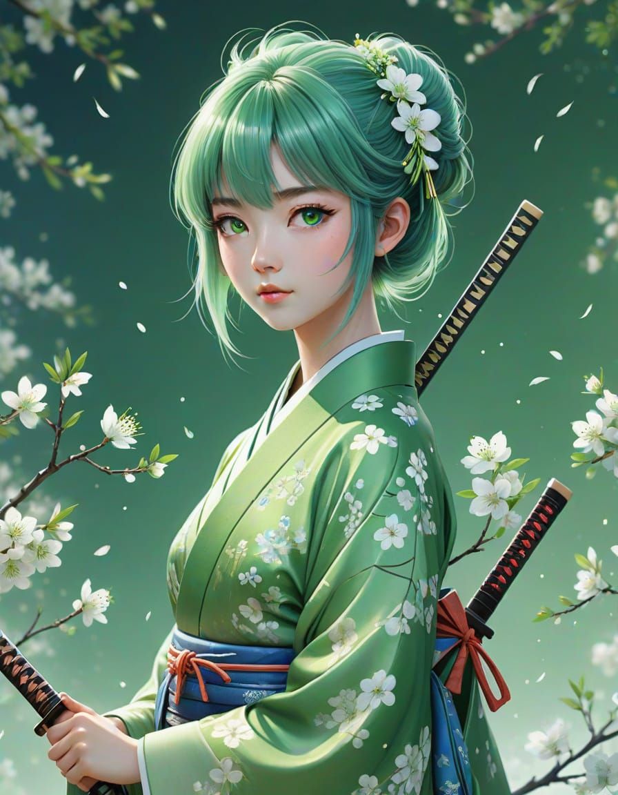 Ethereal Anime Goddess in Watercolor Style