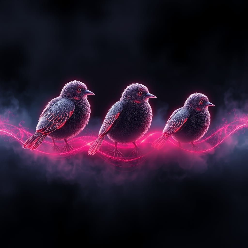 Neon Figures in Abstract Fractal Haze