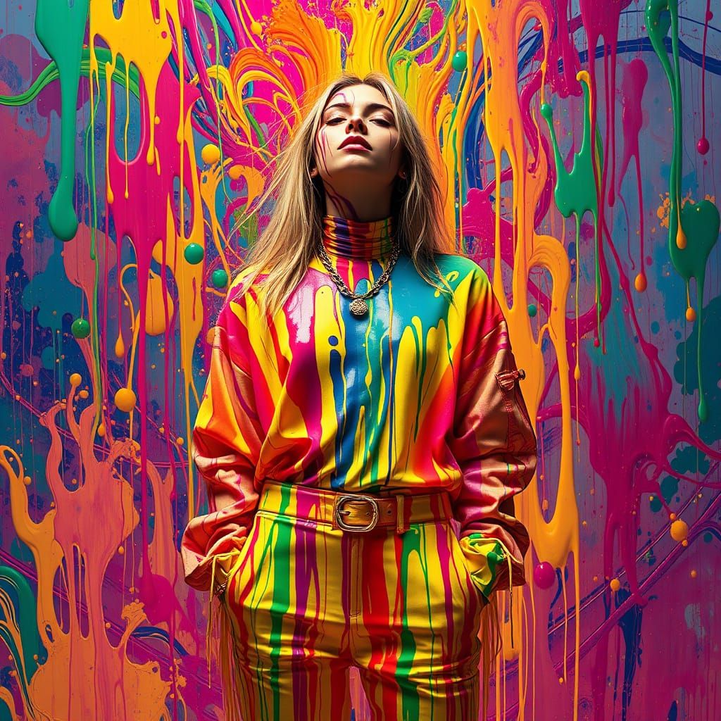 Surrealist Beauty Drenched in Swirling Colors