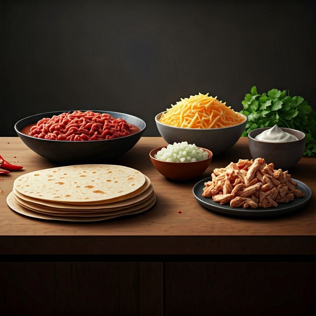 Enchilada Ingredients Still Life in Detailed Matte Painting