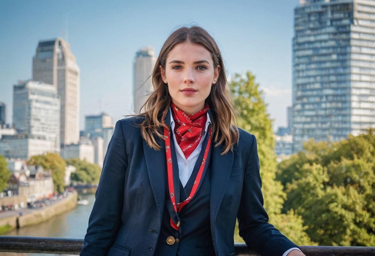 Elegant British Woman in Classic Preppy Style