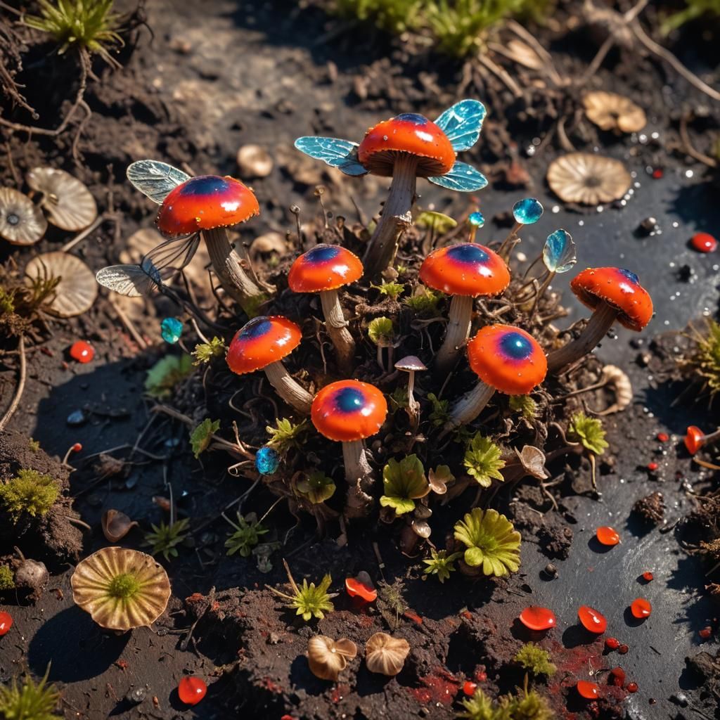 Demons on Mushroom Planet: Hyperrealistic Macro Photography