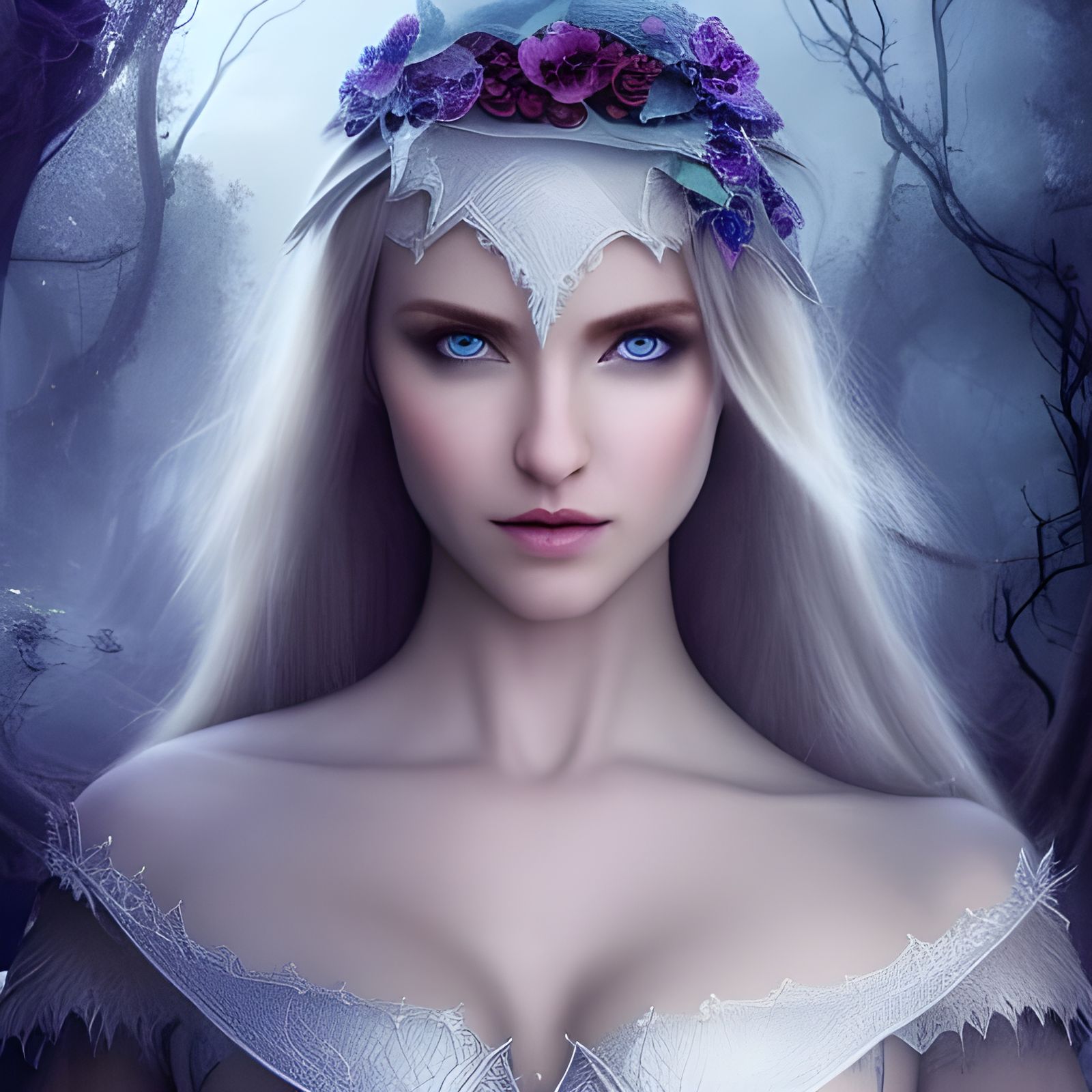 Beautiful Elf Portrait in Digital Matte Painting Style