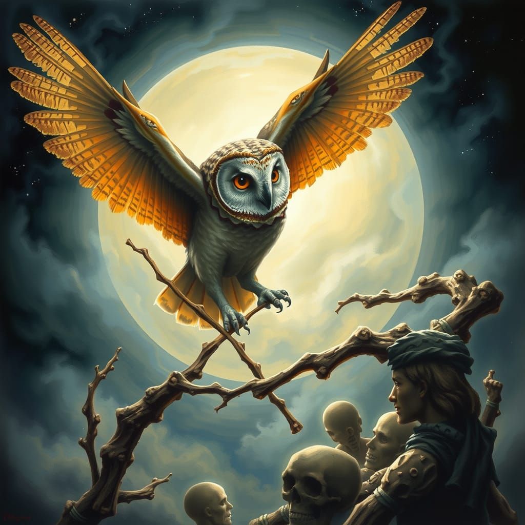 Harry Potter and Owl in Fine Art Painting