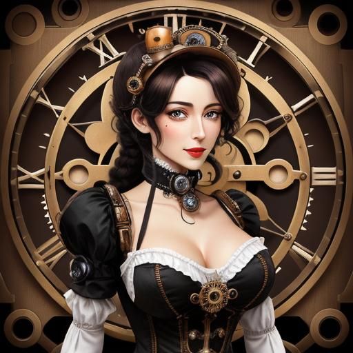 Steampunk Clockwork Maid Doll with Exposed Gears